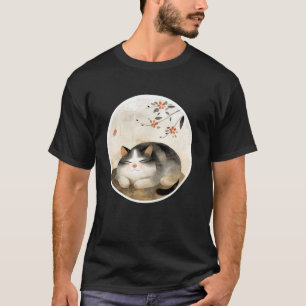 Vintage Floral Kitten Retro Japanese Art Pet Cute T-Shirt