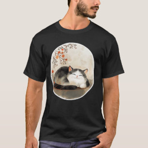Vintage Floral Kitten Retro Japanese Art Pet Cute T-Shirt