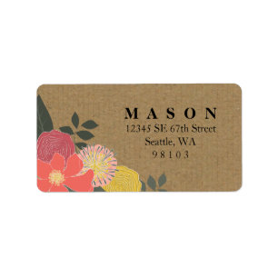 Vintage Floral Kraft Return Address Label