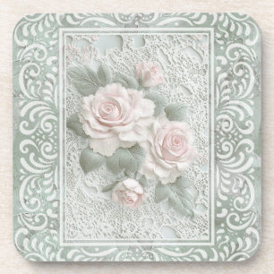 Vintage Floral Lace Art Coaster