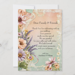 Vintage Floral Lace Elegant Romantic Wedding Thank You Card