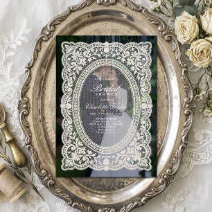 Vintage Floral Lace Frame Photo Bridal Shower Invitation