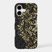 Vintage Floral Lace In Gold And Diamonds Glitter 2