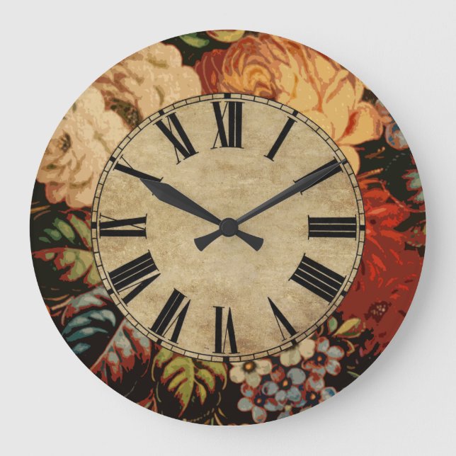 Vintage Floral Large Clock (Front)