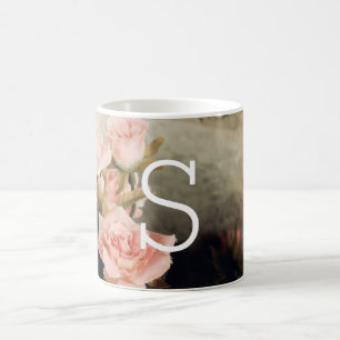 Vintage Floral Large Monogram Coffee Mug