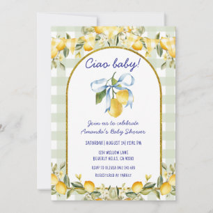 Vintage Floral Lemon Ciao Baby Shower Invitation