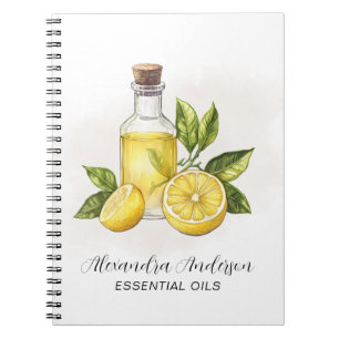 Vintage Floral Lemon Essential Oils Watercolor Notebook