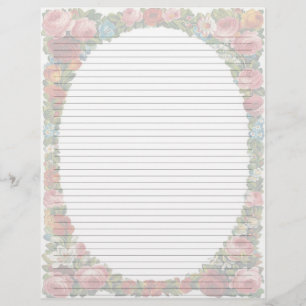 Vintage Floral Lined Letterhead Stationery