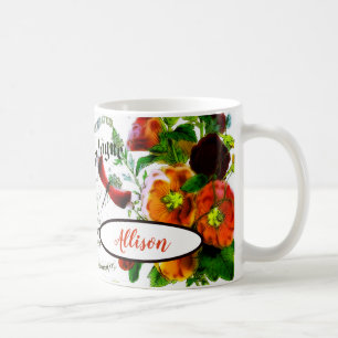 vintage floral logo coffee personalised mug