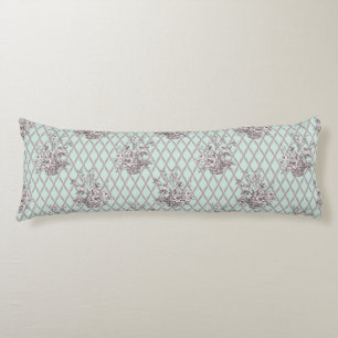 Vintage Floral Lumbar Pillow in Mint Blue
