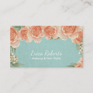 Vintage Floral Makeup & Hair Salon Appointment Card
