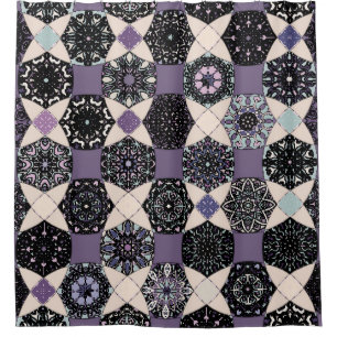 Vintage Floral Mandala: Colourful Seamless Shower Curtain