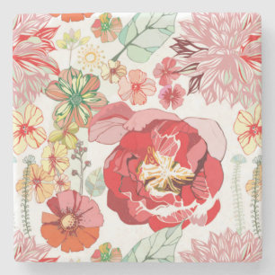 Vintage Floral Marble Stone Coaster