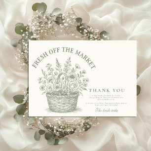Vintage Floral Market Shower Thank You Card