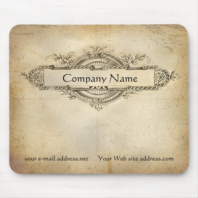 Vintage Floral Medallion Aged Paper Mouse Pad (Front)