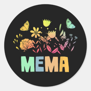 Vintage Floral Mema Shirt For Women Mothers Day Classic Round Sticker