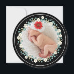 Vintage Floral Merry Christmas Photo Card<br><div class="desc">Vintage themed with hand-drawn flower elements in ivory and teal blue,  this lovely round card sends Christmas greetings with a photo framed in winter florals surrounding your family's photo.  On the back,  customize your message and family information.</div>