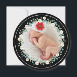 Vintage Floral Merry Christmas Photo Card<br><div class="desc">Vintage themed with hand-drawn flower elements in ivory and teal blue,  this lovely round card sends Christmas greetings with a photo framed in winter florals surrounding your family's photo.  On the back,  customize your message and family information.</div>