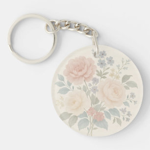 Vintage Floral Metal Keychain