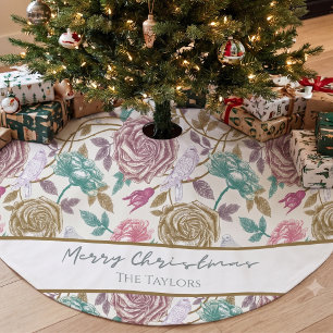 Vintage Floral Monogram  Brushed Polyester Tree Skirt