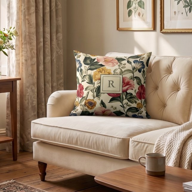 Vintage Floral Monogram Cushion (Creator Uploaded)