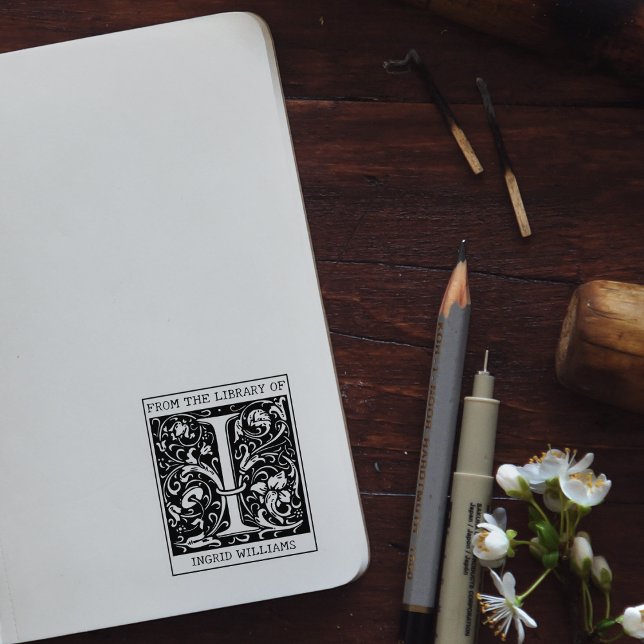Vintage Floral Monogram Letter I From the Library  Rubber Stamp (Creator Uploaded)