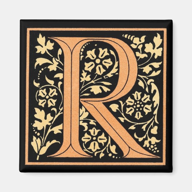 Vintage Floral Monogram ‘R’ - Magnet (Front)