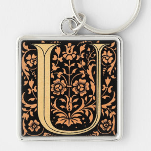 Vintage Floral Monogram ‘U’ - Keychain