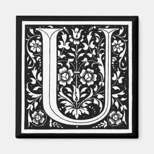 Vintage Floral Monogram ‘U’ Magnet