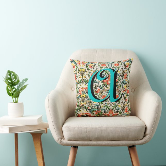 Vintage Floral Monogramed  Pillow (Chair)