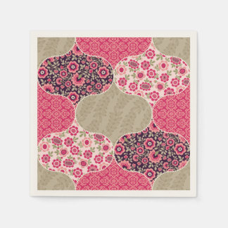 Vintage Floral Moroccan Pattern Pink Napkin