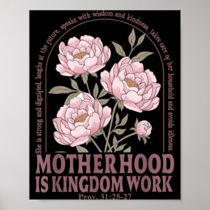 Vintage Floral Motherhood is Kingdom Work Mama Poster