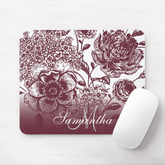 Vintage Floral Mouse Pad (With Mouse)