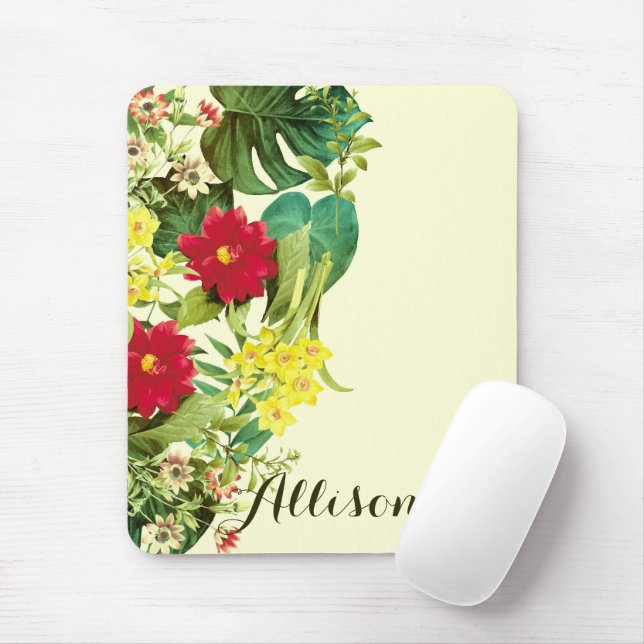 Vintage Floral Mouse Pad (With Mouse)