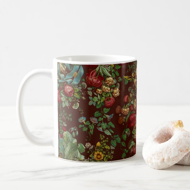Vintage Floral Mug (With Donut)