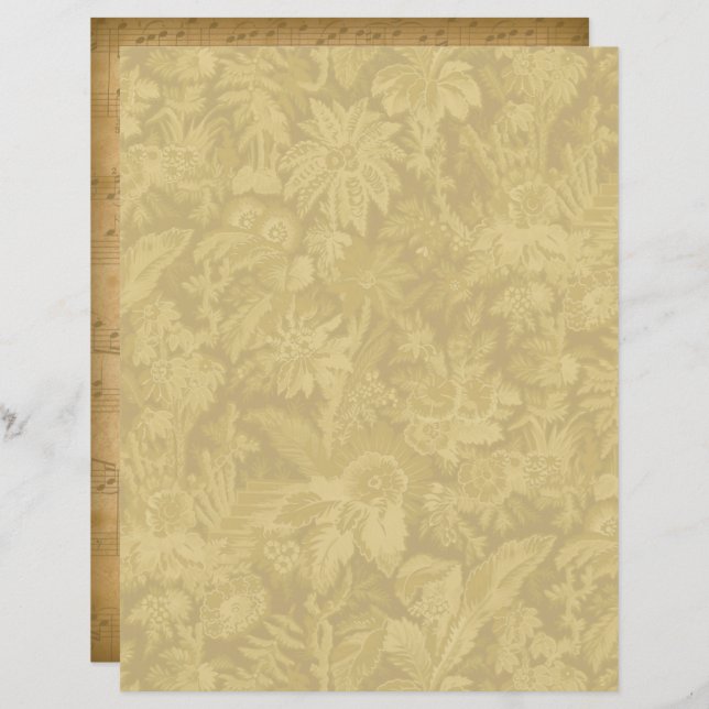 Vintage Floral/Music Scrapbook Paper - Marple Hall (Front/Back)