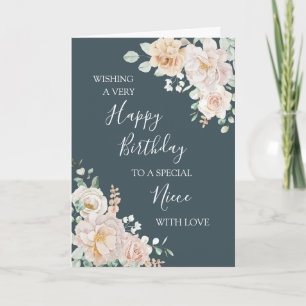 Vintage Floral Niece Happy Birthday Card