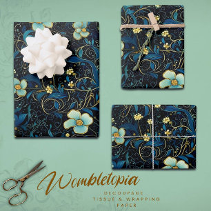 Vintage Floral Nocturnal Garden art  design Wrapping Paper Sheet