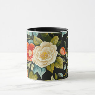 Vintage Floral on black background Mug