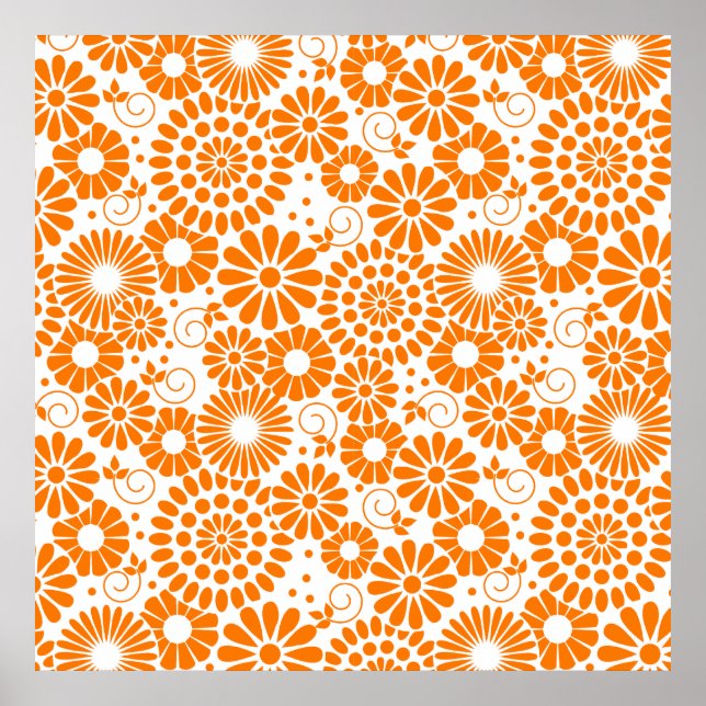 Vintage floral orange Poster (Front)