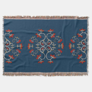 Vintage Floral Ornament Pattern Throw Blanket