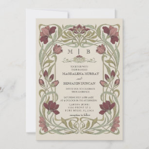 Vintage Floral Ornament Wedding Invitation