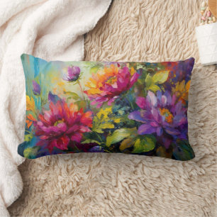 Vintage Floral Painting Lumbar Cushion