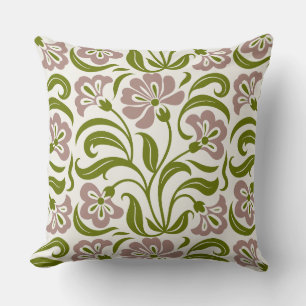 Vintage Floral Paisley Pattern   Pink Green Botani Cushion