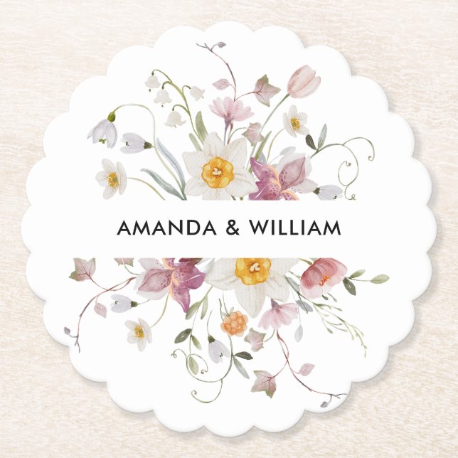 Vintage Floral  Paper Coaster (Front)