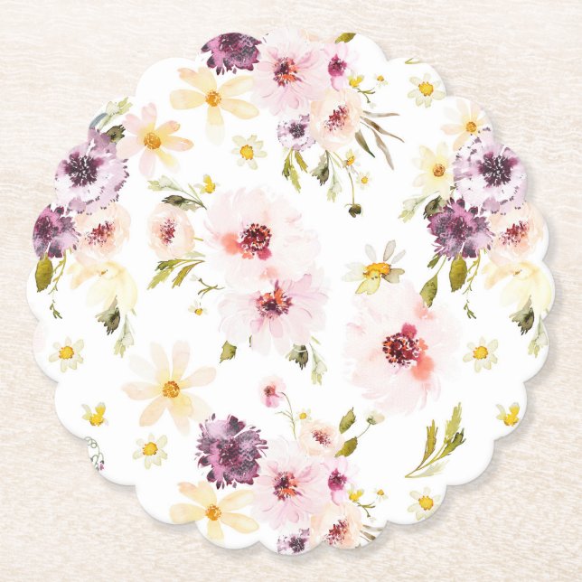Vintage Floral Paper Coasters – Elegant Table Deco (Front)