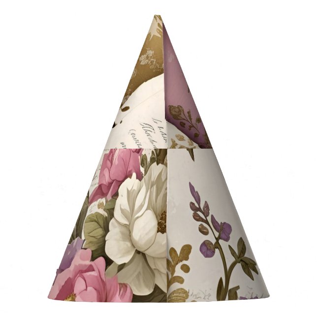 Vintage Floral - Paper Party Hats (Back)