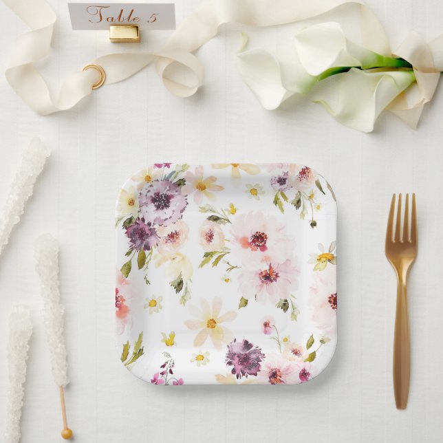 Vintage Floral Paper Plate (Wedding)