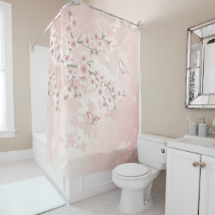 Vintage Floral Pastel Cherry Blossoms Shower Curtain