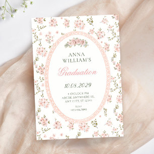 Vintage floral pastel graduation invitation
